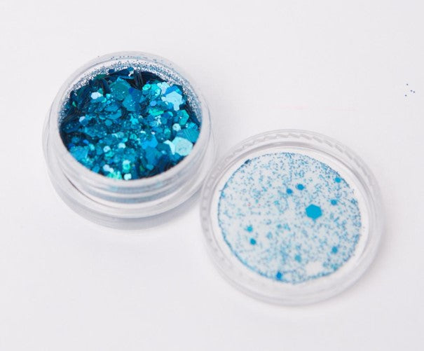 Paillettes bleues azur pour le visage